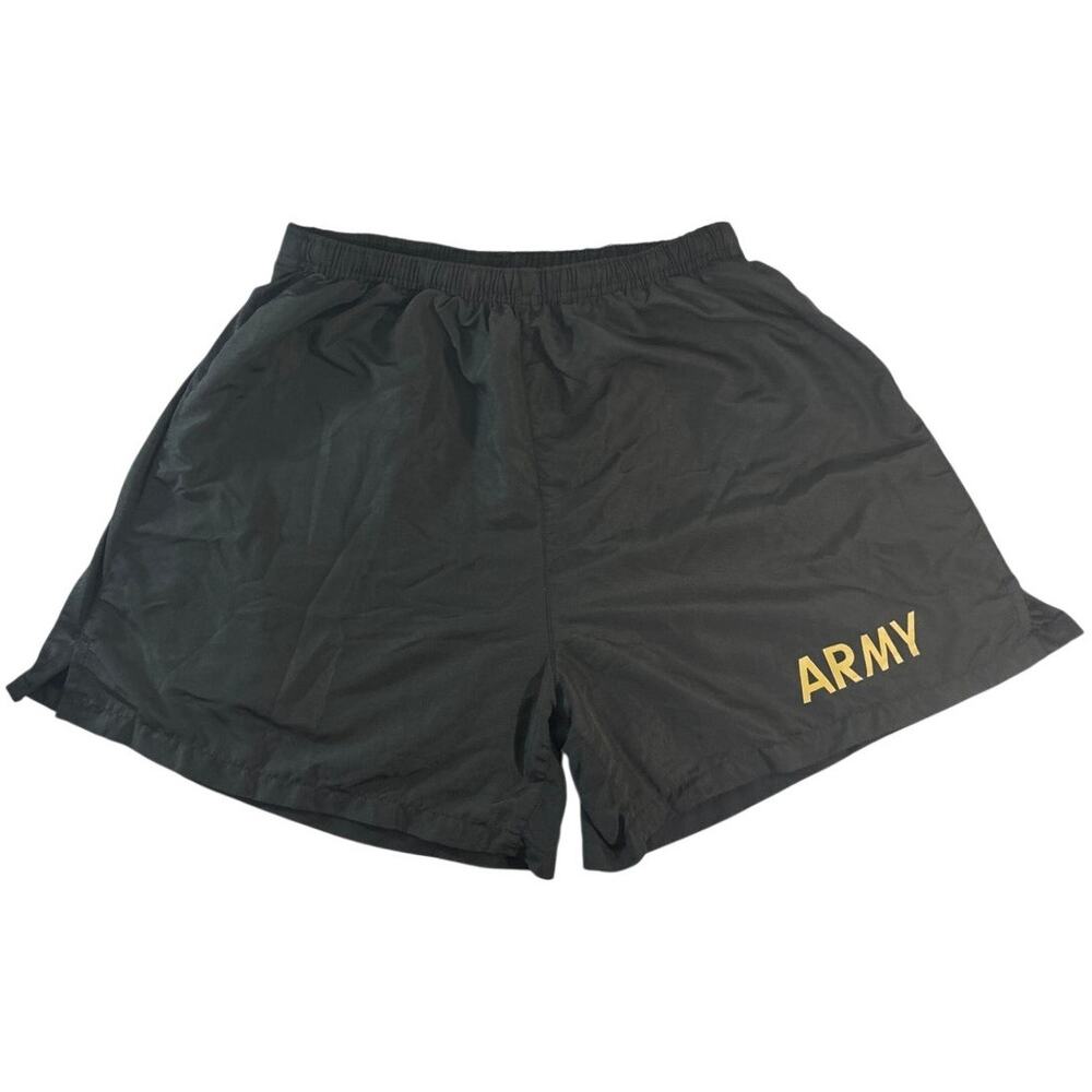 US ARMY APFU Shorts Black and Gold PT Physical Fitness Shorts Trunks Size Medium